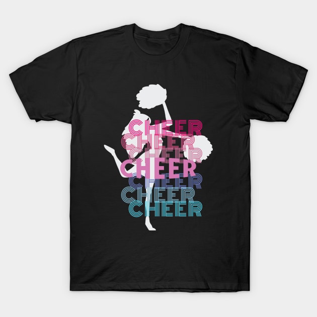 Pom Pom Cheerleader Spirit Vintage Letters Look Cheerleader T-Shirt by Rosemarie Guieb Designs